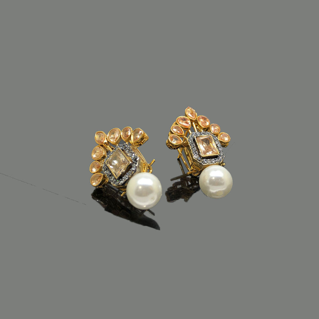 Elegant Pearl Drop Gold Plated Earrings