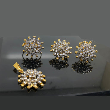 Sparkling Sunburst Crystal Locket and Earring Set