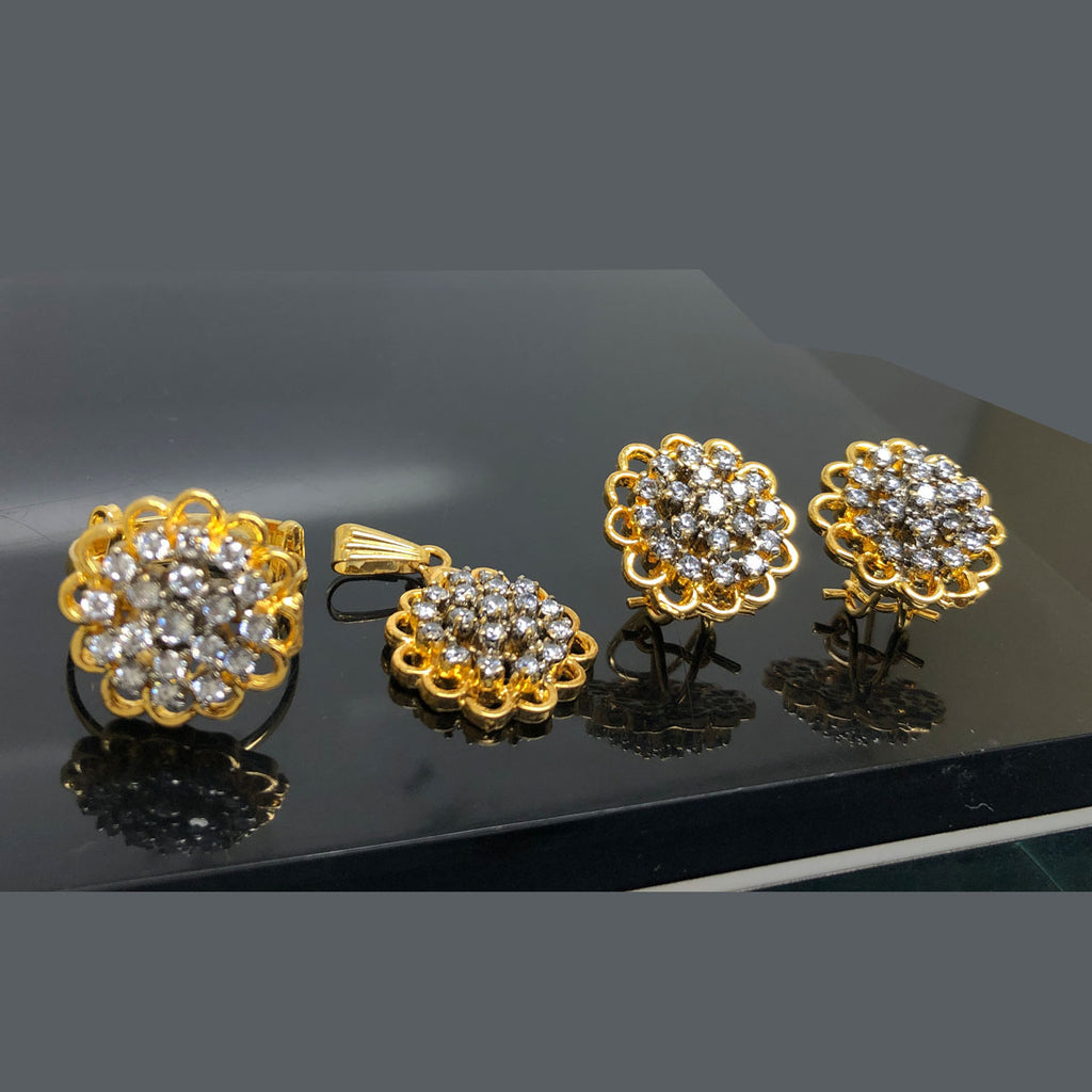 Floral Bloom Crystal Locket and Earring Set