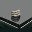 Geometric Multi-Band Gold And Silver Ring with Stones