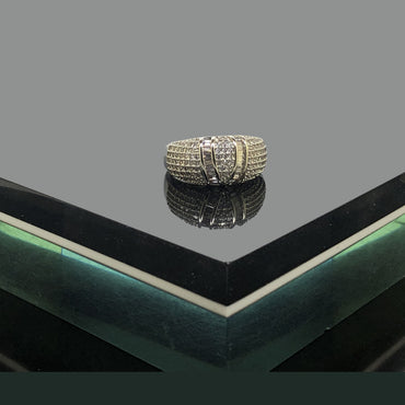 Silver Bold Cluster Pavé Ring