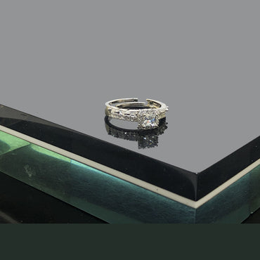 Adjustable Silver Solitaire Ring