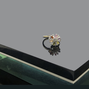 Adjustable Rotating Flower Ring – Multi-Stone Spinner