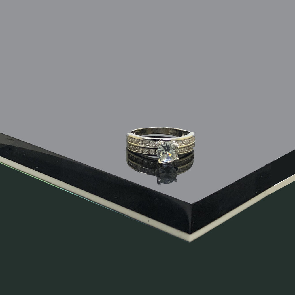 Solitaire Silver-Tone Engagement Ring