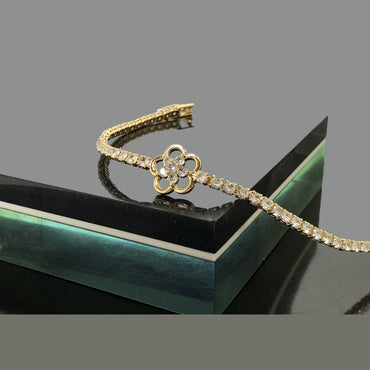 Gold-Plated CZ Flower Tennis Bracelet – Rs. 850