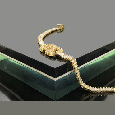 Gold-Plated CZ Belt Buckle Bracelet – Rs. 850