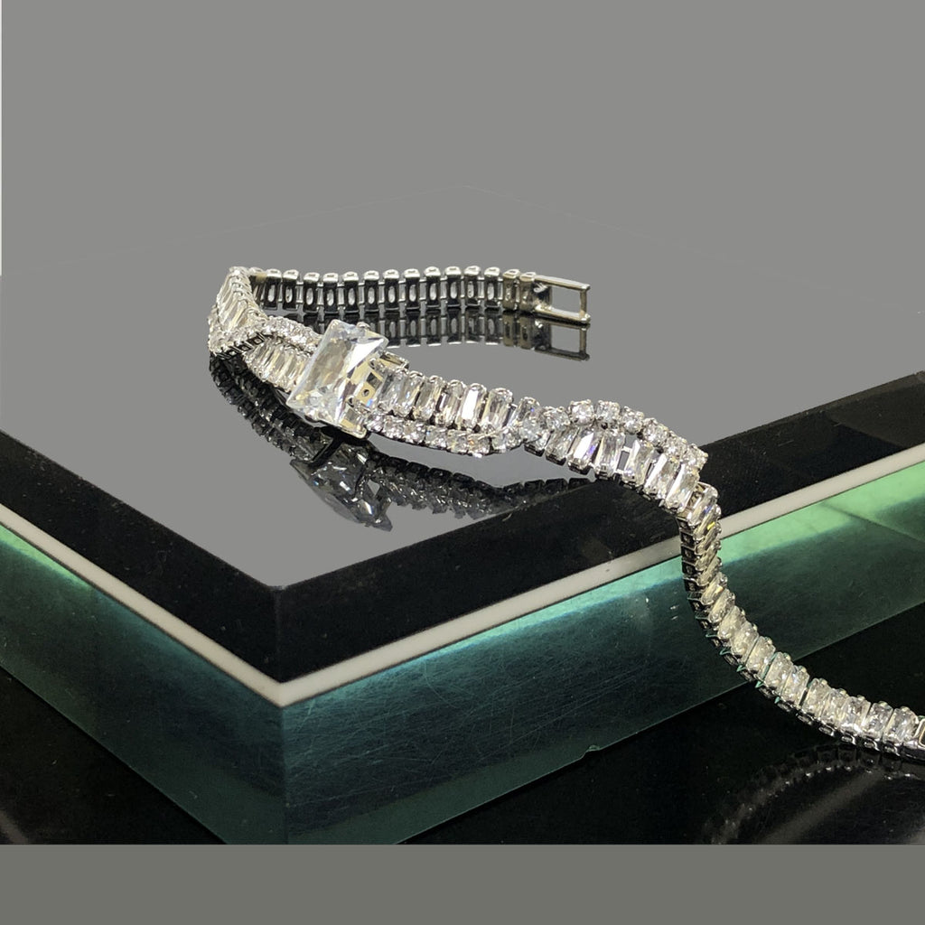 Silver CZ Bracelet with Center Stone – Rs. 950