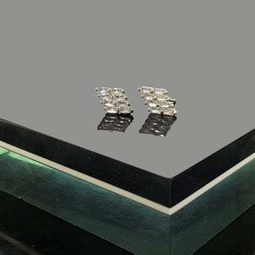 Crystal Row Bar Stud Earrings – Sleek & Shiny Minimalist Glam