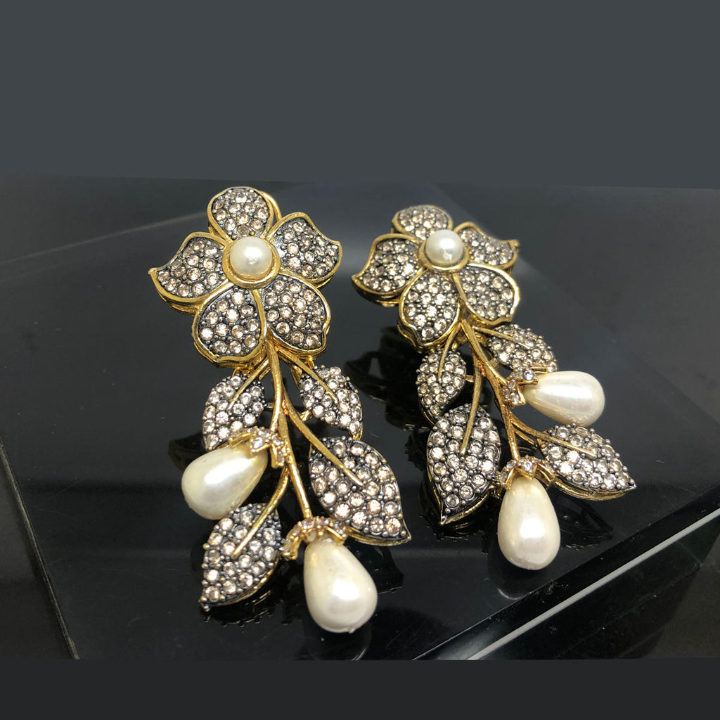 Floral Elegance Pearl Drop Earrings