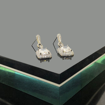 Square Halo CZ Drop Earrings – Rs. 1250