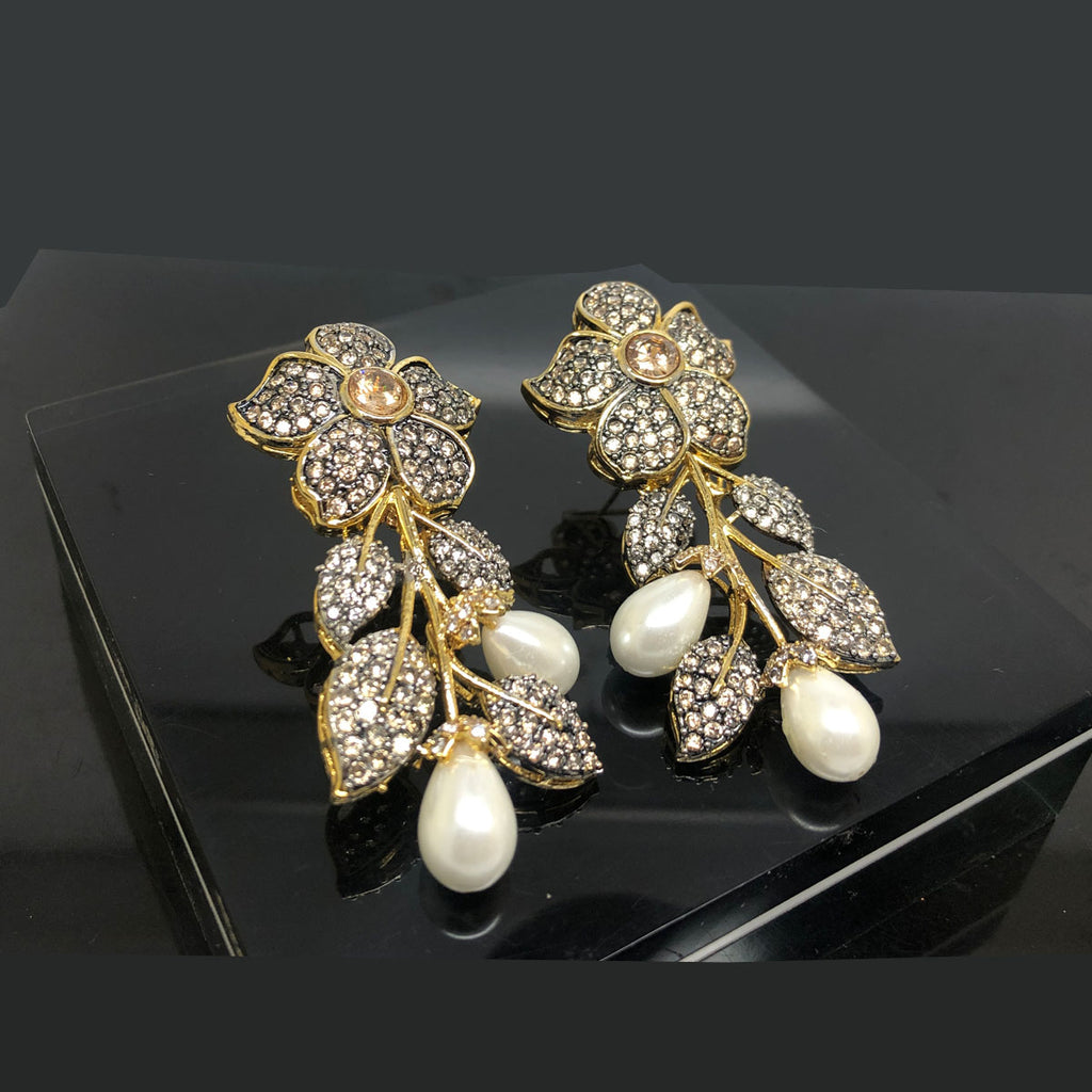 Floral Elegance Pearl Drop Earrings