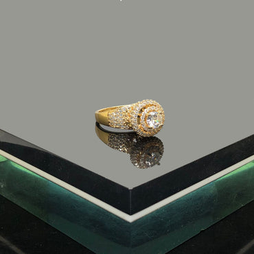 Radiant Halo CZ Ring in Gold Polish