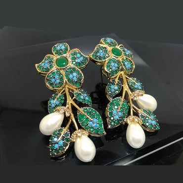 Floral Elegance Pearl Drop Earrings