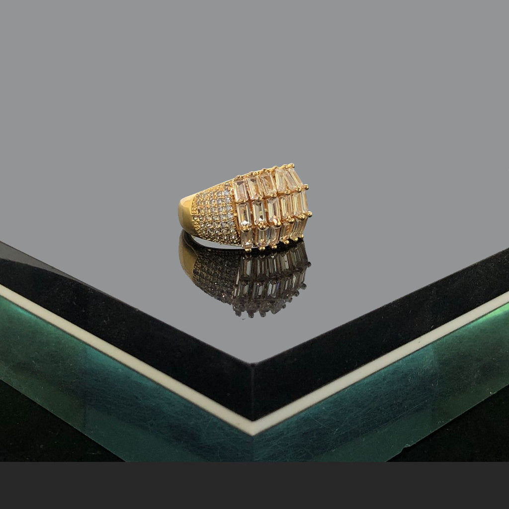 Women's Statement Ring with Baguette & Pavé Stones – Rs. 750