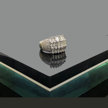 Women's Statement Ring with Baguette & Pavé Stones – Rs. 750
