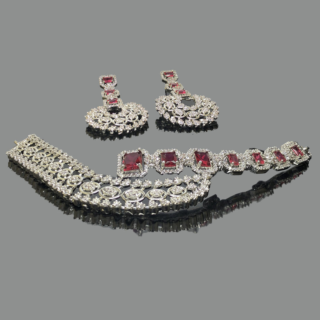 Royal Ruby Necklace Set with Earrings – Rs. 4850