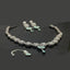 Silver Mint Green Floral Necklace Set with Earrings & Maang Tikka – Rs. 4250