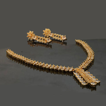 Golden Baguette Stone Necklace – Rs. 3400