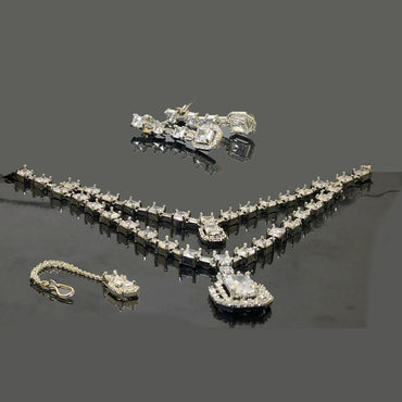 V-Cut American Diamond Necklace Set – Rs. 7,000