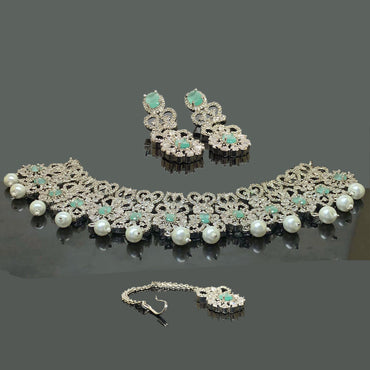 Mint Green Pearl Necklace Set – Rs. 6950