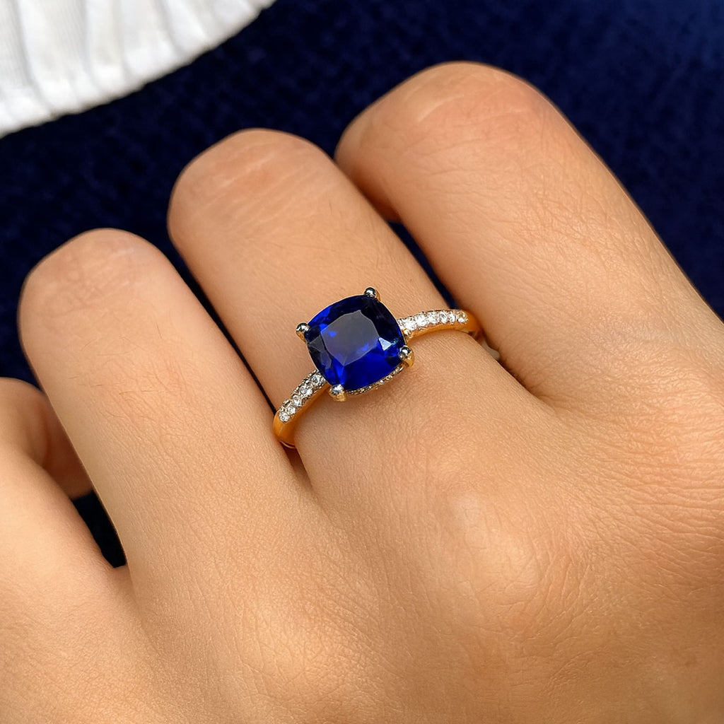 Classic Blue Sapphire Gold Ring