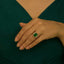 Gold Chain-Link Ring with Green Emerald Crystal