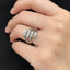 Silver Triple Crystal Curve Ring