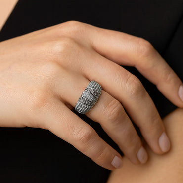 Silver Bold Cluster Pavé Ring