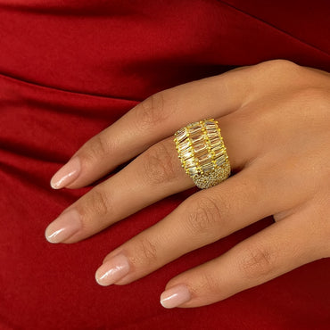 Women's Statement Ring with Baguette & Pavé Stones – Rs. 750