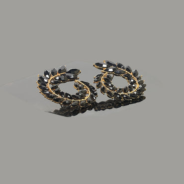 Black Swirl Crystal Earrings – Festive Glam