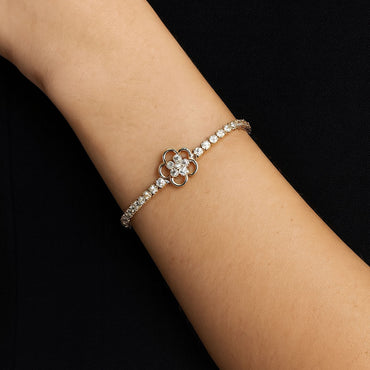 Gold-Plated CZ Flower Tennis Bracelet – Rs. 850