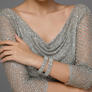 Elegant Silver Plated Crystal Bangles