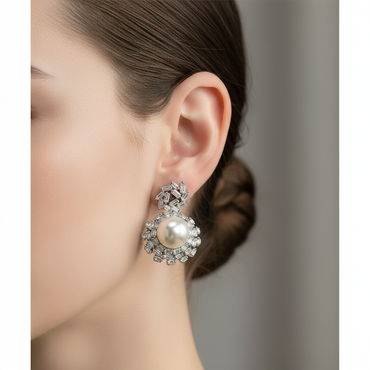 Elegant Pearl & Crystal Earrings - Timeless Luxury Jewelry