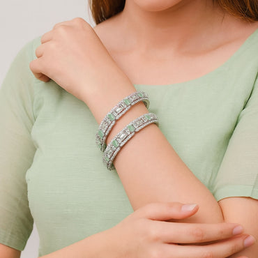 Silver Plated American Diamond Bangles – Festive Special
