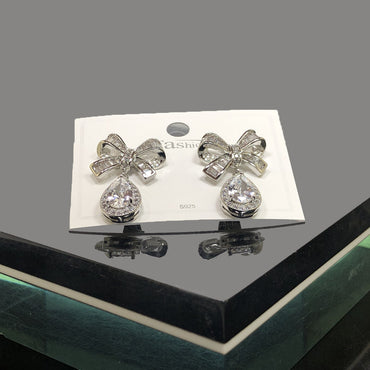 Luxury Bow Drop Earrings –  Gold & Silver