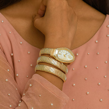 Golden Coil-Style Watch Bracelet – Rs. 5000
