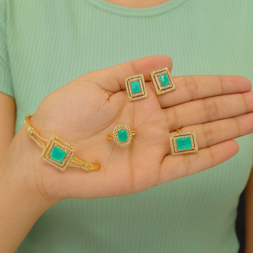 Green Stone Set – Ring & Bracelet – Rs. 1250