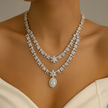 Double Layer CZ Bridal Necklace – Rs. 6,950