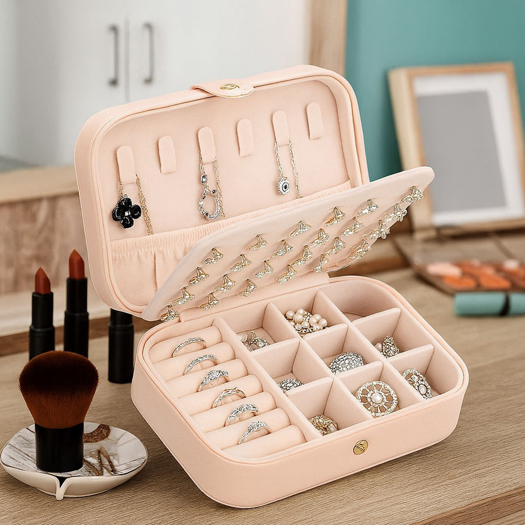 Compact Travel Jewelry Case with Handle – Multiple Colors
