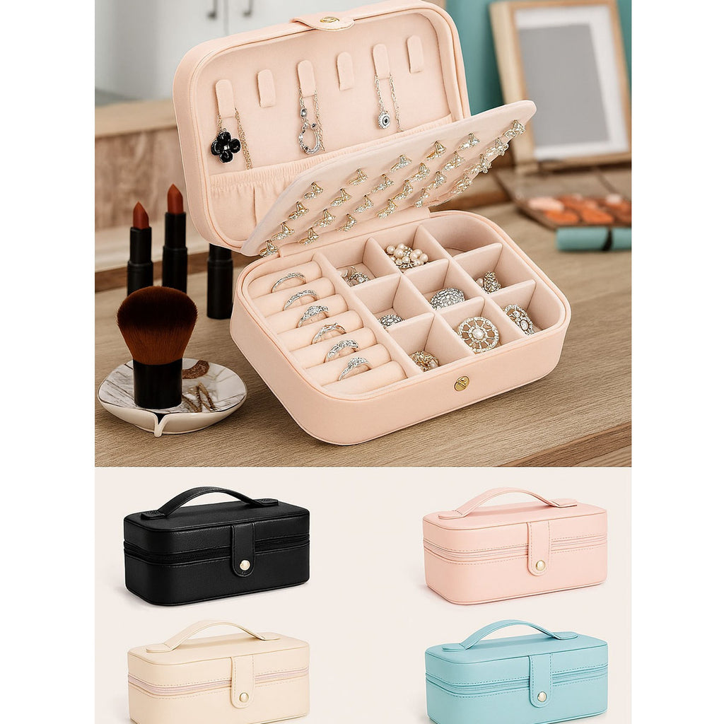 Compact Travel Jewelry Case with Handle – Multiple Colors