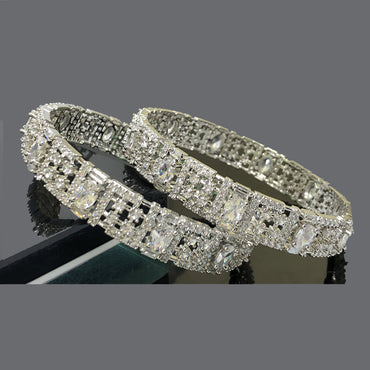 Elegant Silver Plated Crystal Bangles