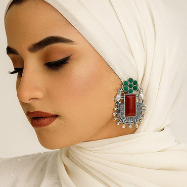 Royal Ethnic Statement Earrings – Elegant Antique Finish