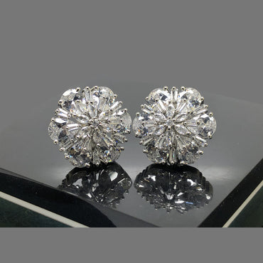 Crystal Bloom American Diamond Stud Earrings