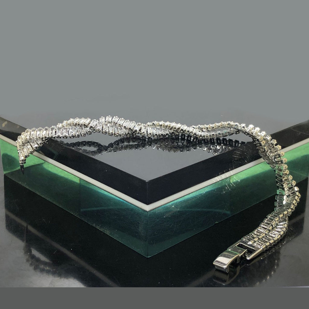 Twisted Baguette-Cut CZ Bracelet – Rs. 1550