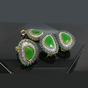 Elegant Teardrop Locket Set with Crystal Accents