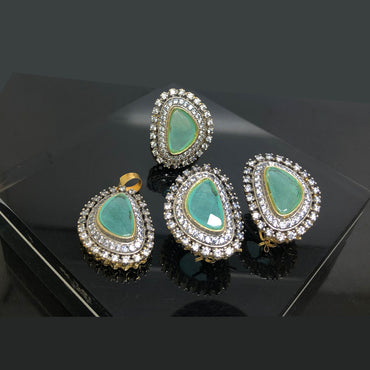 Elegant Teardrop Locket Set with Crystal Accents
