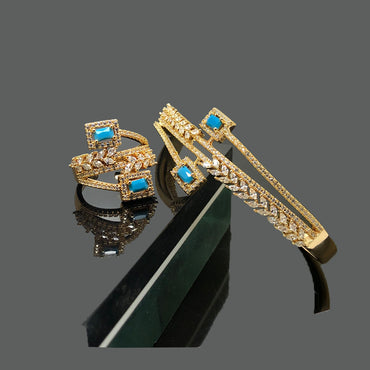 Turquoise Stone Bracelet and Matching Ring Set