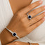 Silver-Plated Blue Sapphire Bracelet & Ring Set – Luxury Zircon Jewelry