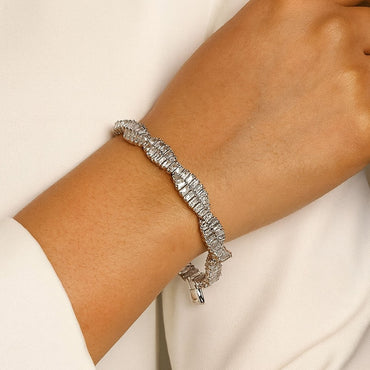 Twisted Baguette-Cut CZ Bracelet – Rs. 1550