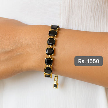 B195 – Black & Gold Luxe Tennis Bracelet